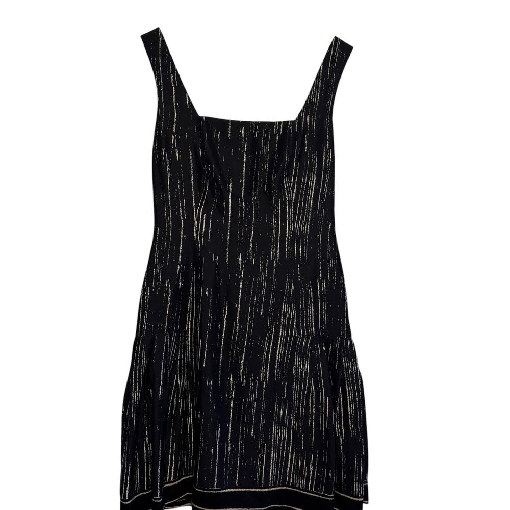 Tracy Reese 100% Silk Black White Abstract Print Size 4 Back Bow Dress